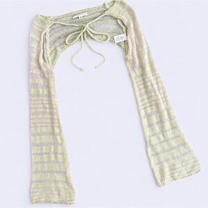 L.A. Hearts Pastel Green Striped Knit Bolero XS Wool Blend Y2K Style